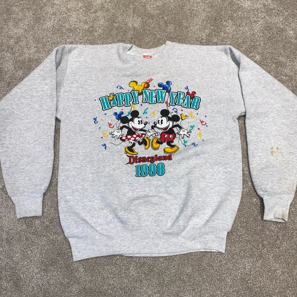 Vintage Disneyland Happy New Year 1998 Sweatshirt Mickey & Minnie Mouse‎ S/M USA